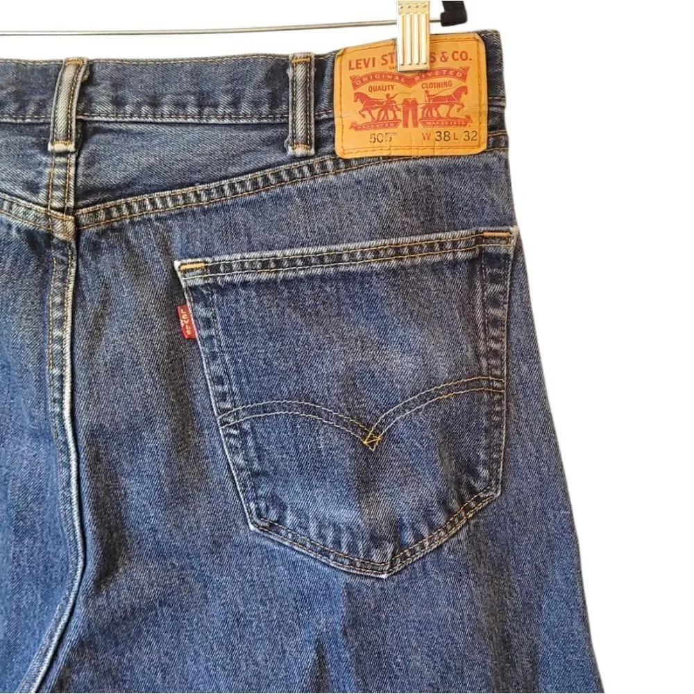 Levi's Dark Wash Regular Fit Straight Leg 505 Jeans Size 38x32